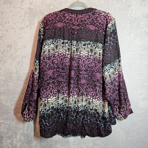 Roz & Ali  Womens 3X Animal and geometric Print Blouse Office casual date modest - Picture 8 of 12